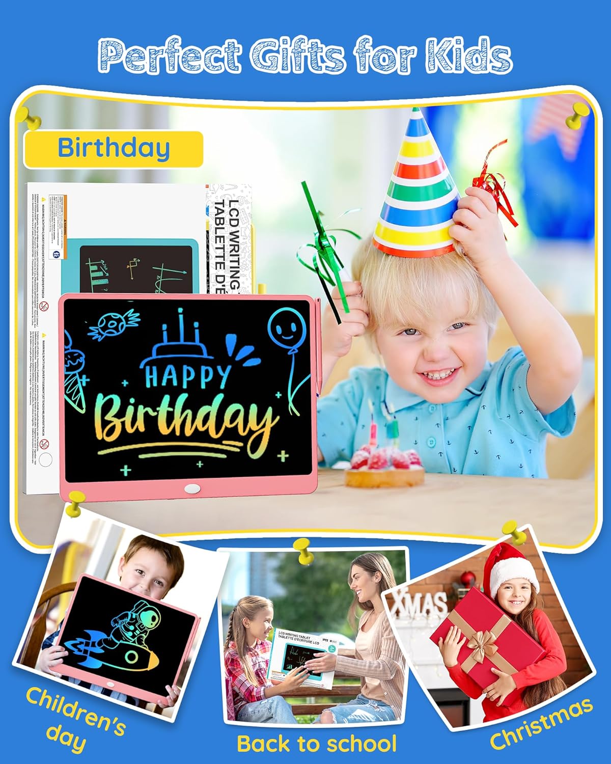 TEKFUN LCD Writing Tablet Doodle Board, 16 Inch Colorful Drawing Tablet Writing Pad,Toddler Toys