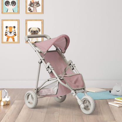 Olivia's Little World Doll Jogging-Style Stroller with Canopy, Storage Underneath, Pink and Cream