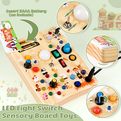 Joyreal Wooden Busy Board for Toddlers - Montessori Toys for 1 2 3 Year Old