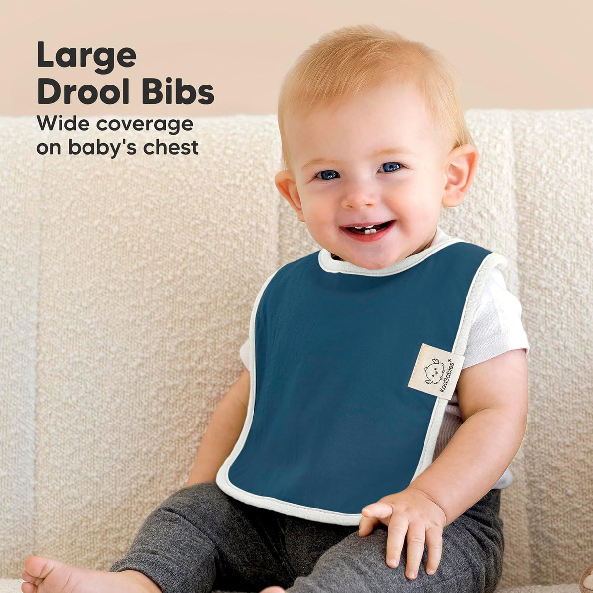 KeaBabies 8-Pack Organic Baby Bibs for Boys, Girls - Super Absorbent Cotton Drool Bibs for Baby