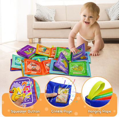 Dr.Rapeti Soft Cloth Books Baby Books Bath Books 6-Pack for Baby Infant Toddler Kids Crinkle