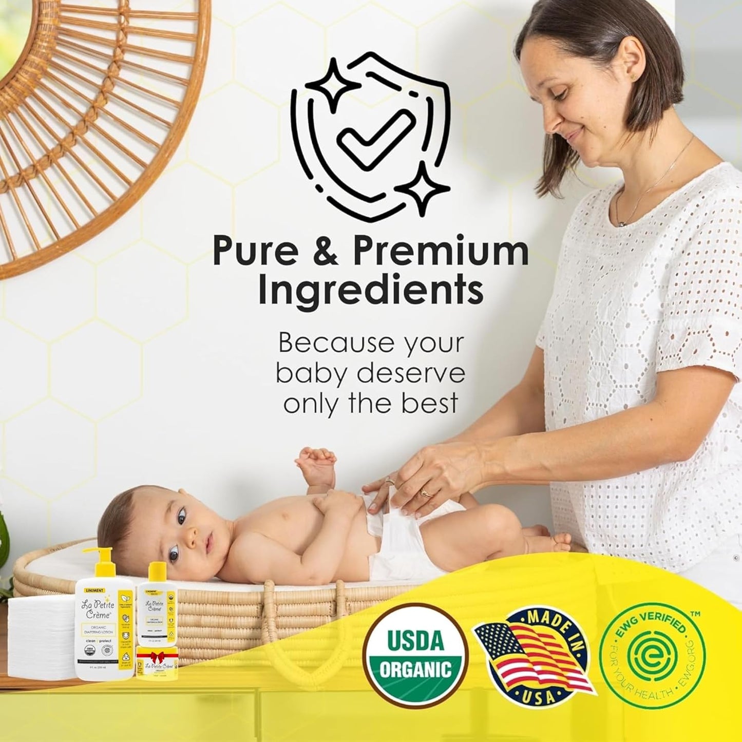 La Petite Creme Premium French Diapering Gift Set: Includes Organic Diapering Lotion (8 oz)