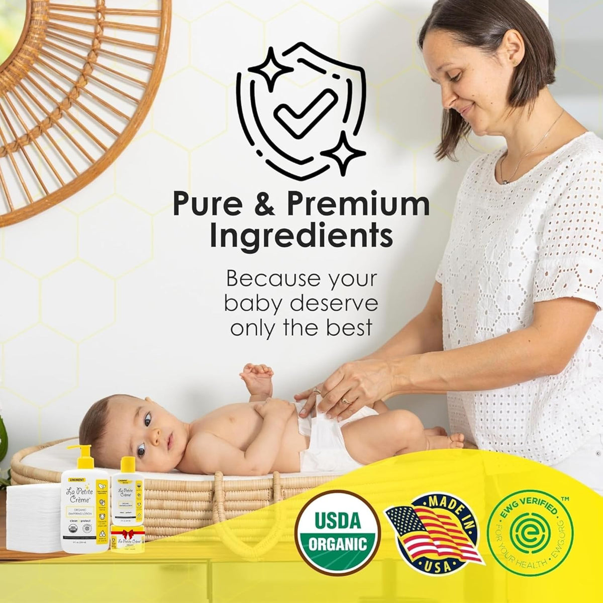 La Petite Creme Premium French Diapering Gift Set: Includes Organic Diapering Lotion (8 oz)
