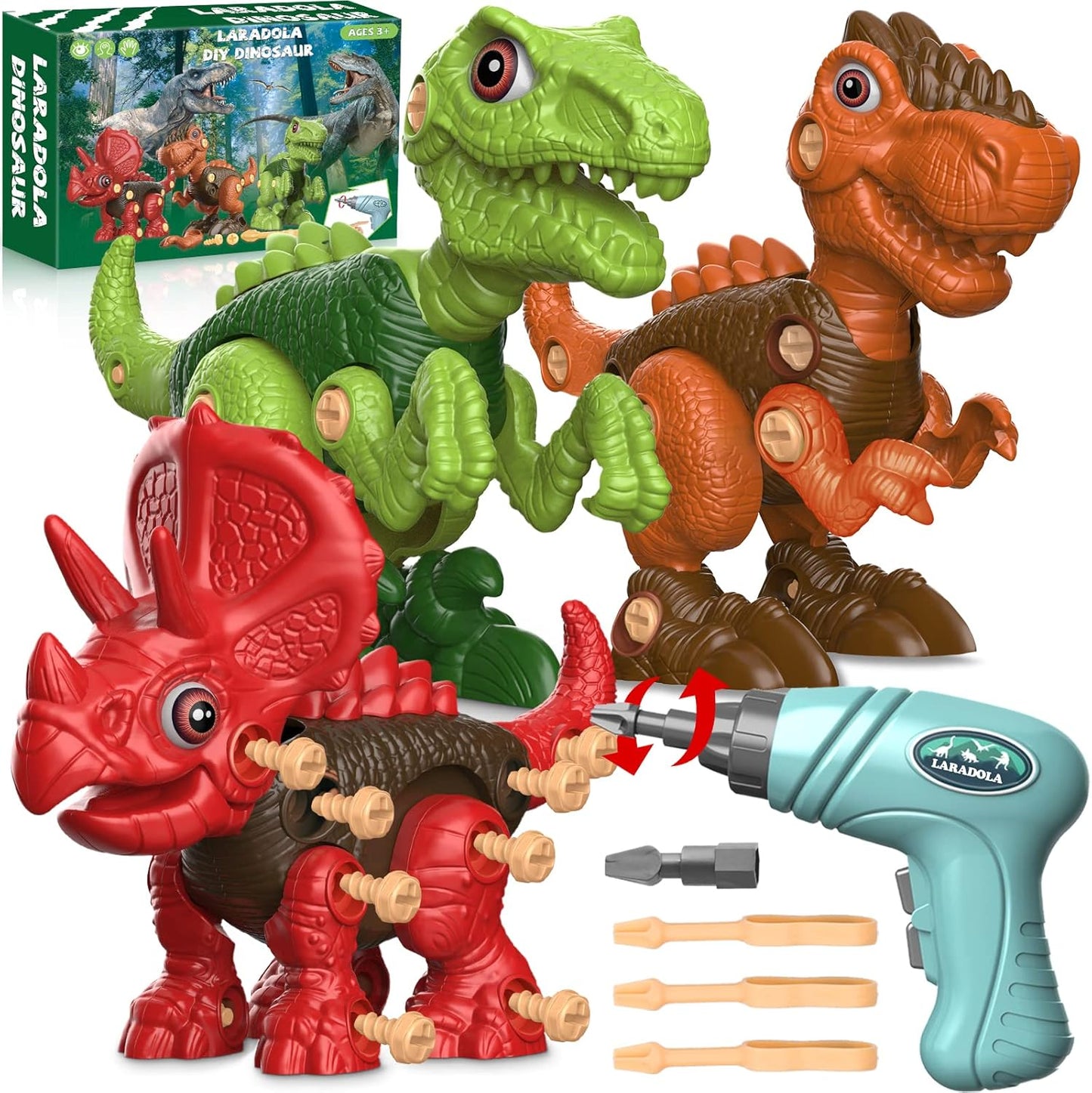 Laradola Dinosaur Toys for 4 5 6 7 8 Year Old Boys, Take Apart Dinosaur Toys for Kids 3-5 5-7 STEM