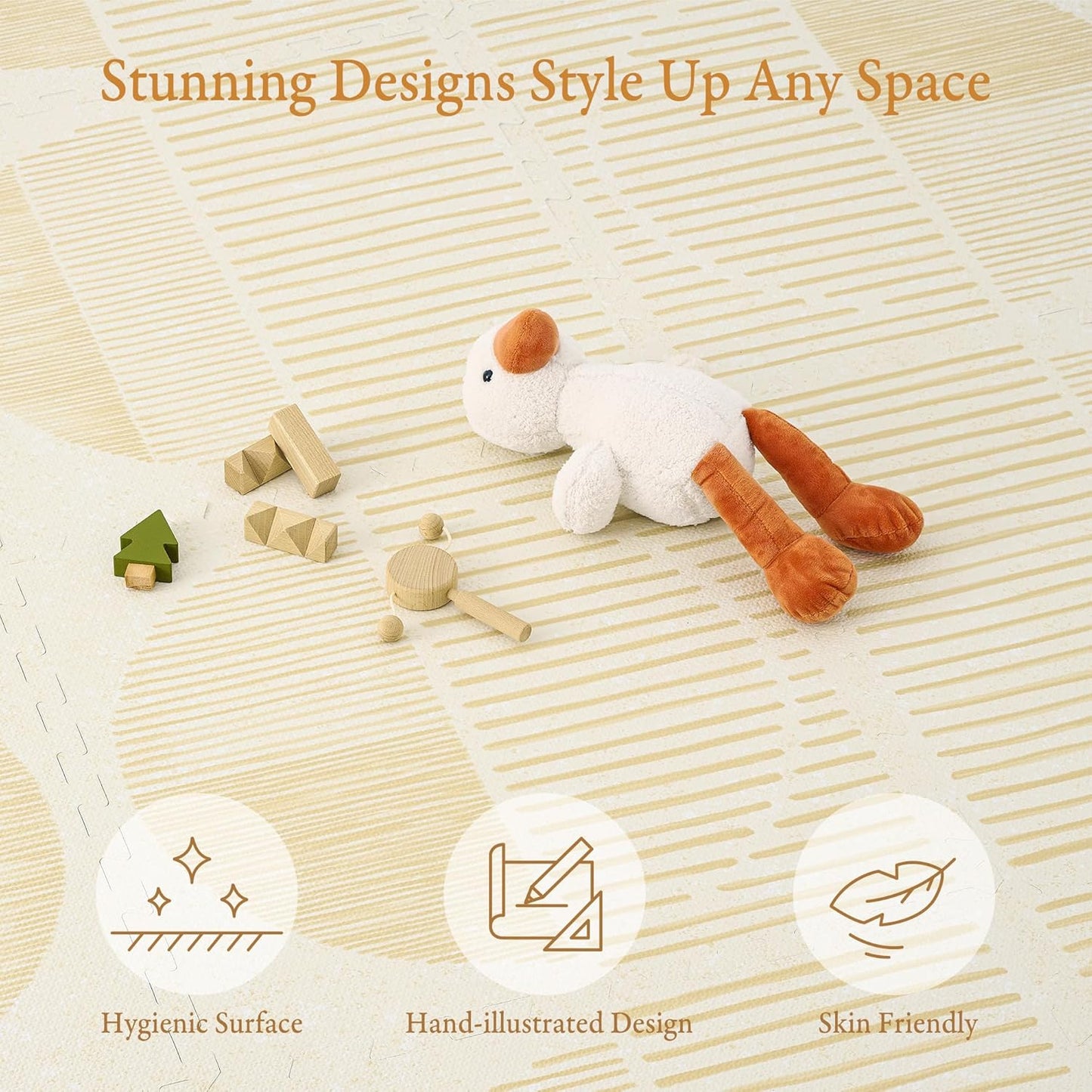Premium Exercise & Baby Foam Play Mats - Stylish & Large Non-Toxic Odorless Floor Mat - 6 Tiles