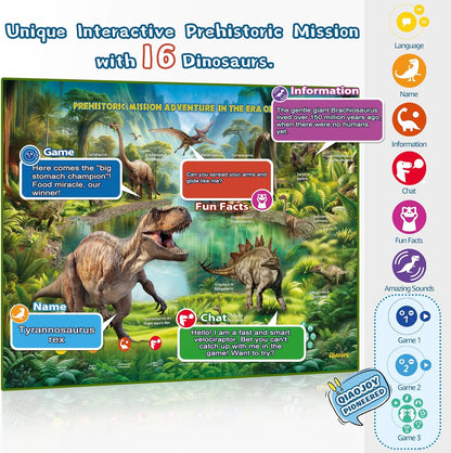 Bilingual Interactive for Kids Talking Dinosaur Space Poster for Kids Learning and Educational