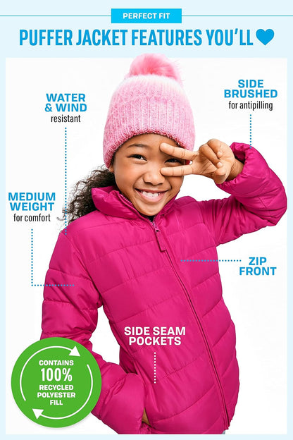The Children's Place Baby and Toddler Girls' Medium Weight Wind-Resistant, Water-Resistant Puffer