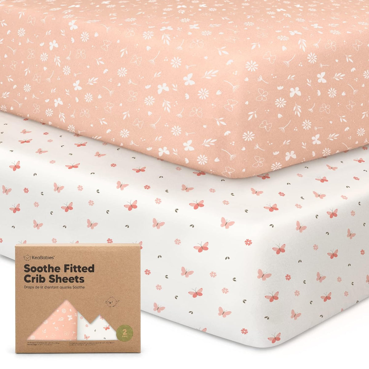 KeaBabies 2-Pack Organic Crib Sheets for Boys, Girls - 52x28 Fitted Crib Mattress Sheet Neutral