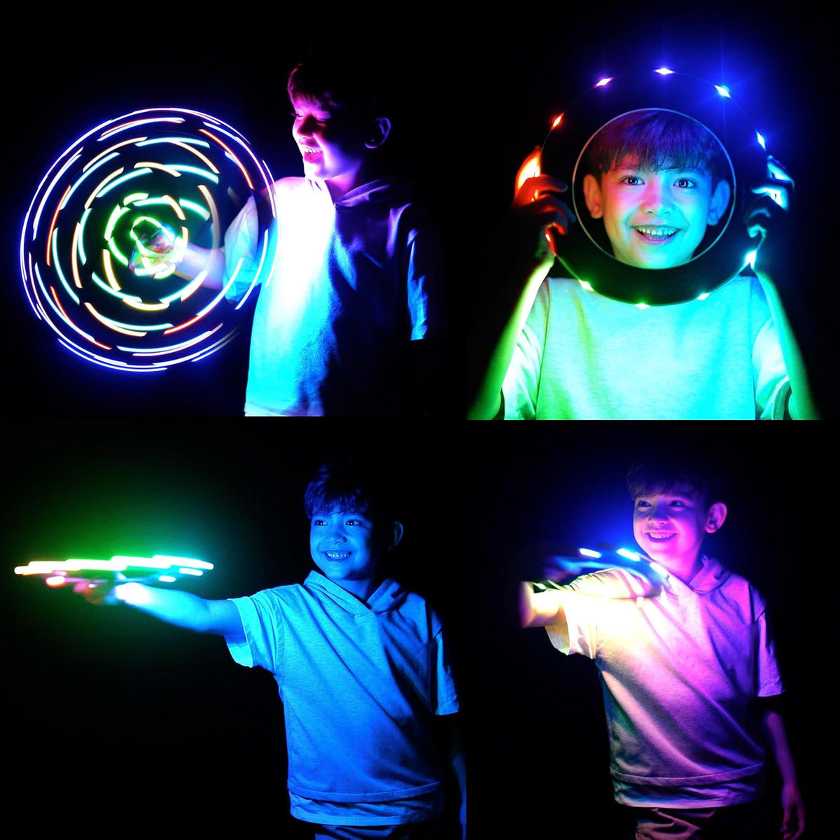 TOSY Flying Ring - 16 Million Color RGB or 12 LEDs, Super Bright, Lost Mode, Auto Light Up, Camping