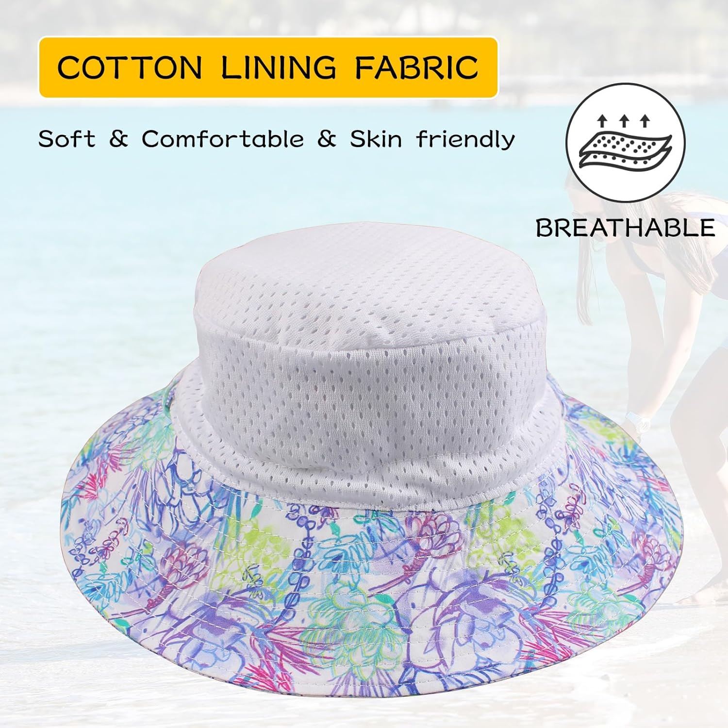 Peecabe Summer Baby Sun Hat for Boys Girls UPF 50+ Wide Brim Toddle Bucket Hat Adjustable Baby