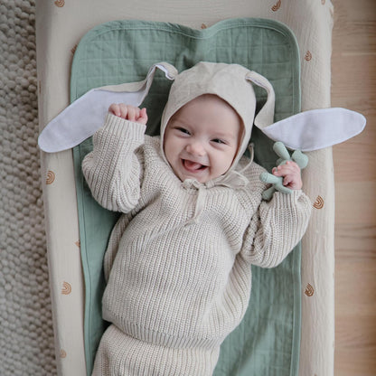 mushie Waterproof Changing Pad Liners | 100% Organic Cotton | Set of 3 (Blush Combo)