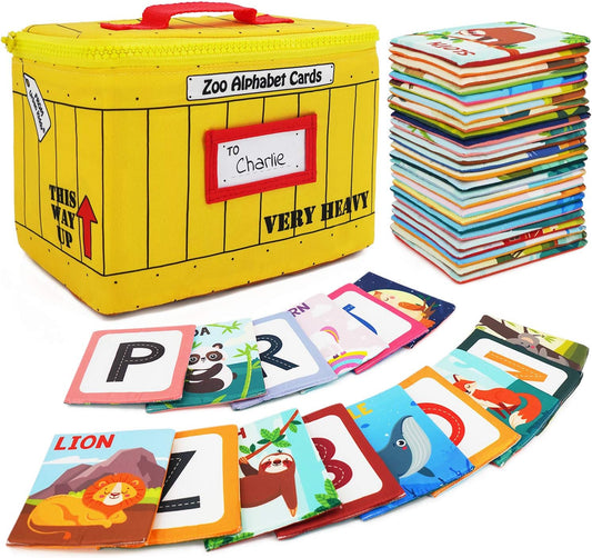 Zoo Alphabet Cards | Soft Alphabet Flash Cards, Educational Early Learning Infant Toys for Babies