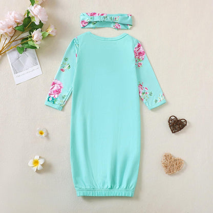 AMAWMW Newborn Baby Girl Little Sister Sleeper Gown Stripe Long Sleeve Nightgown Pajamas Gifts