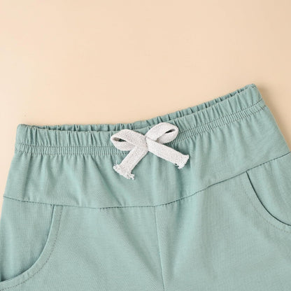 Baby Boy Clothes Toddler Boy Summer Outfits Short Sleeve Patchwork Top T-shirt & Pocket Pant Set 2