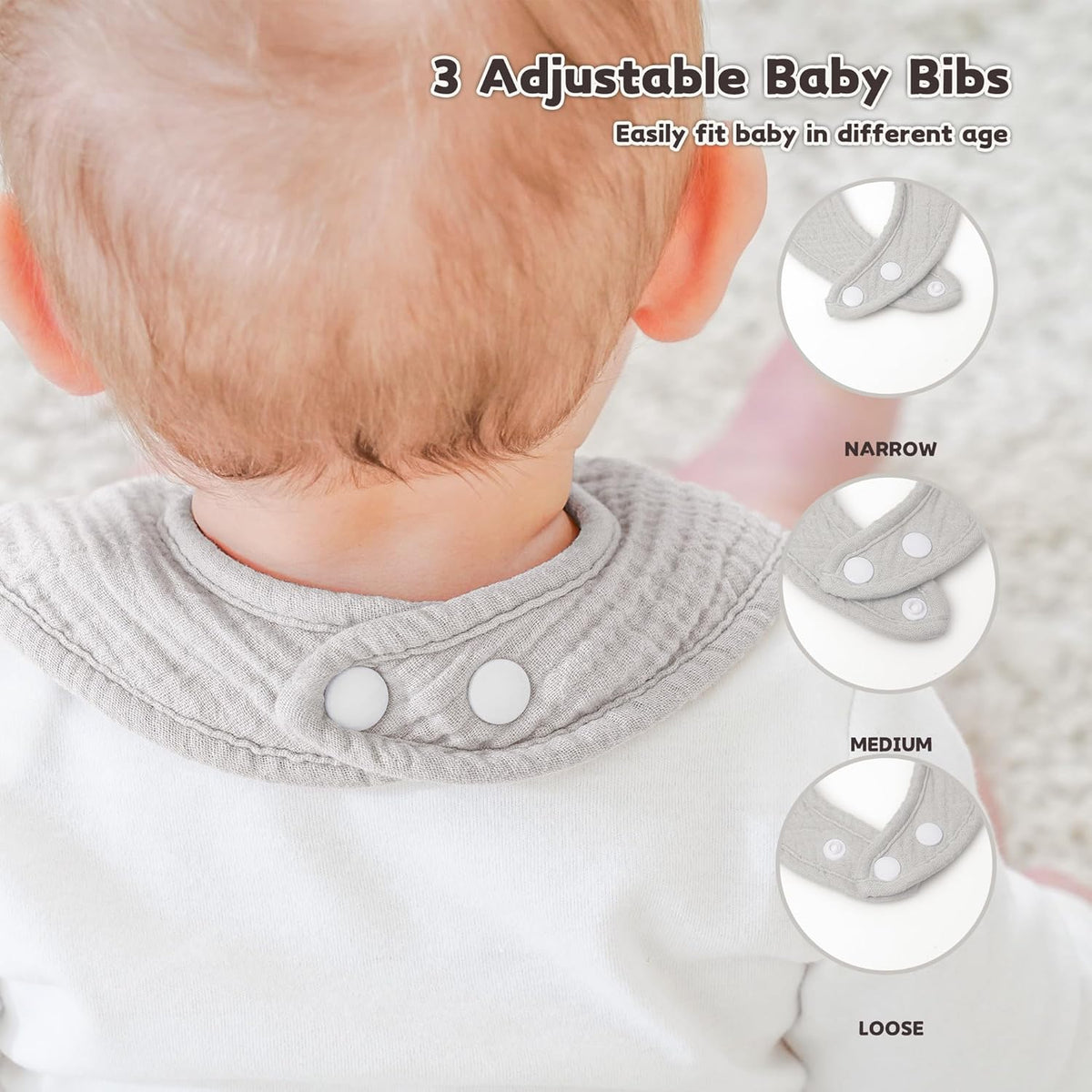 Susurration Muslin Baby Bibs 8 Pack Bandana Drool Bibs, Soft Square Adjustable Baby Drooling Bibs
