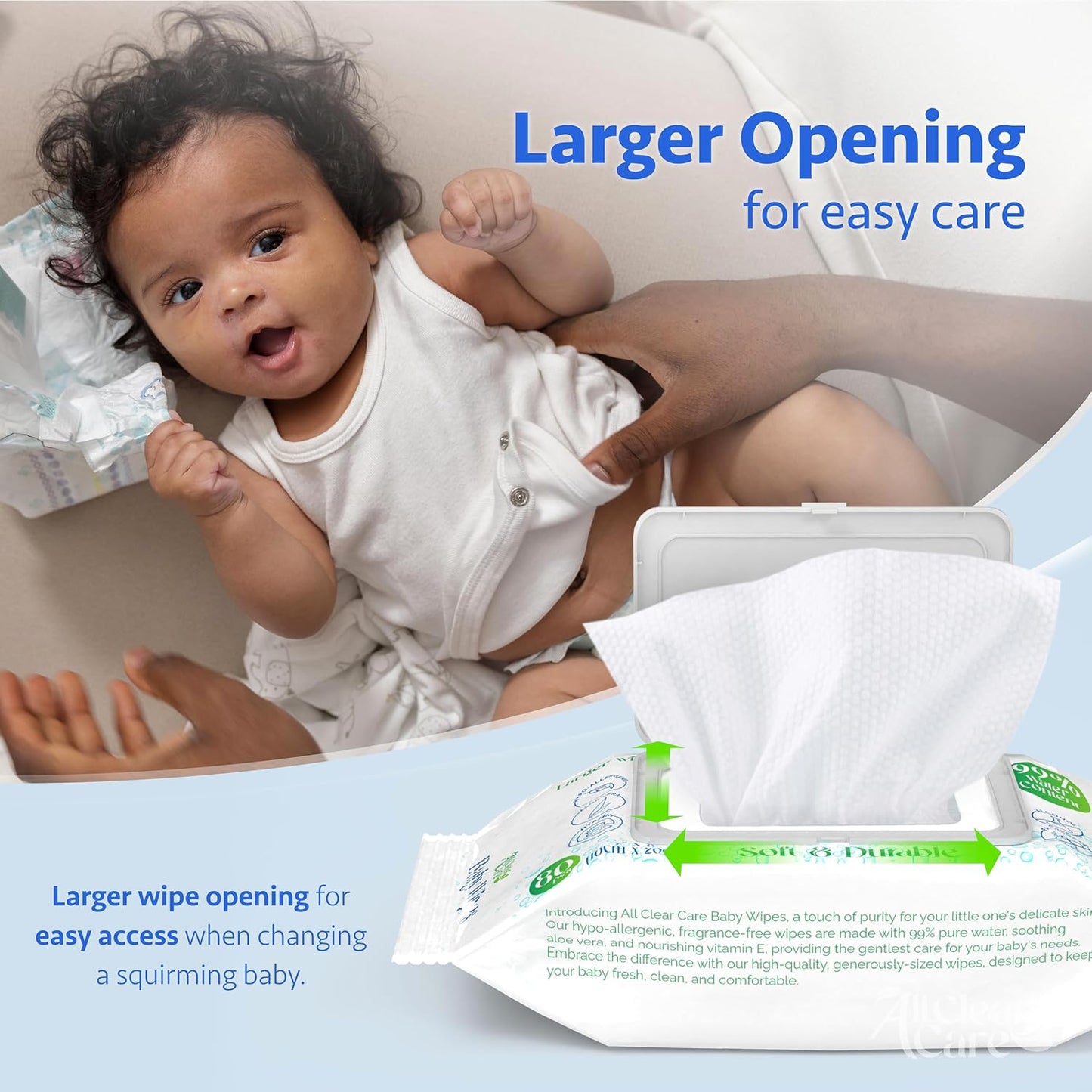 Baby Wipes, Bulk Unscented Wipes for Sensitive Skin, Large Soft Durable & 99% Water, Gentle &