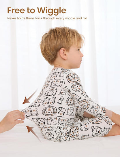 PATPAT Bamboo Viscose Pajama Set for Toddlers with Improved Tensile Strength, Snug Fit Pjs Sleeper
