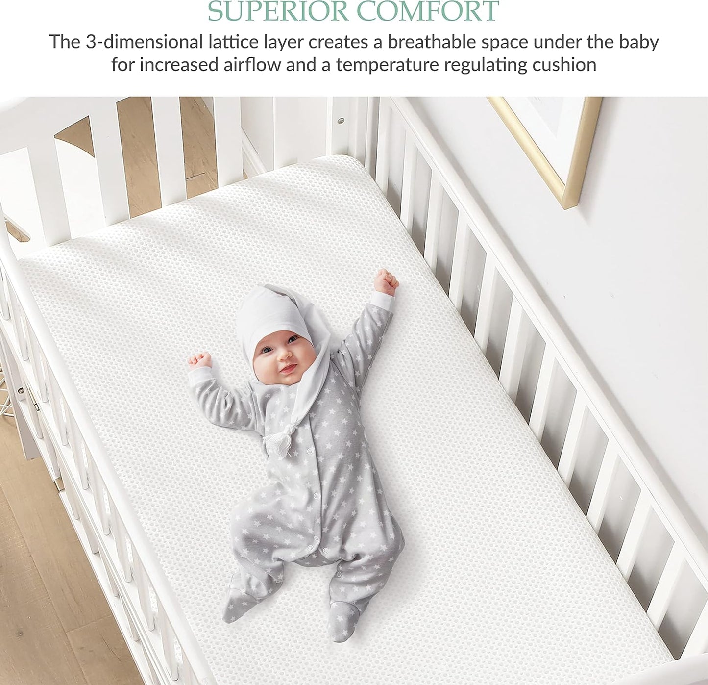 Breathable Mini Crib Waterproof Mattress Protector Pad- Hypoallergenic - Noiseless - Washable