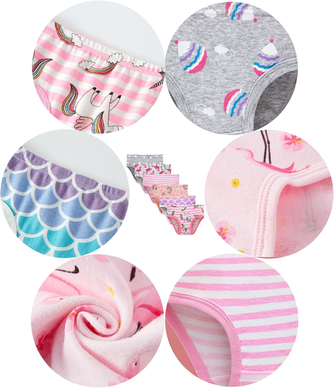 Cadidi Dinos Little Girls' Soft Cotton Underwear Kids Cool Breathable Comfort Panty Briefs Toddler