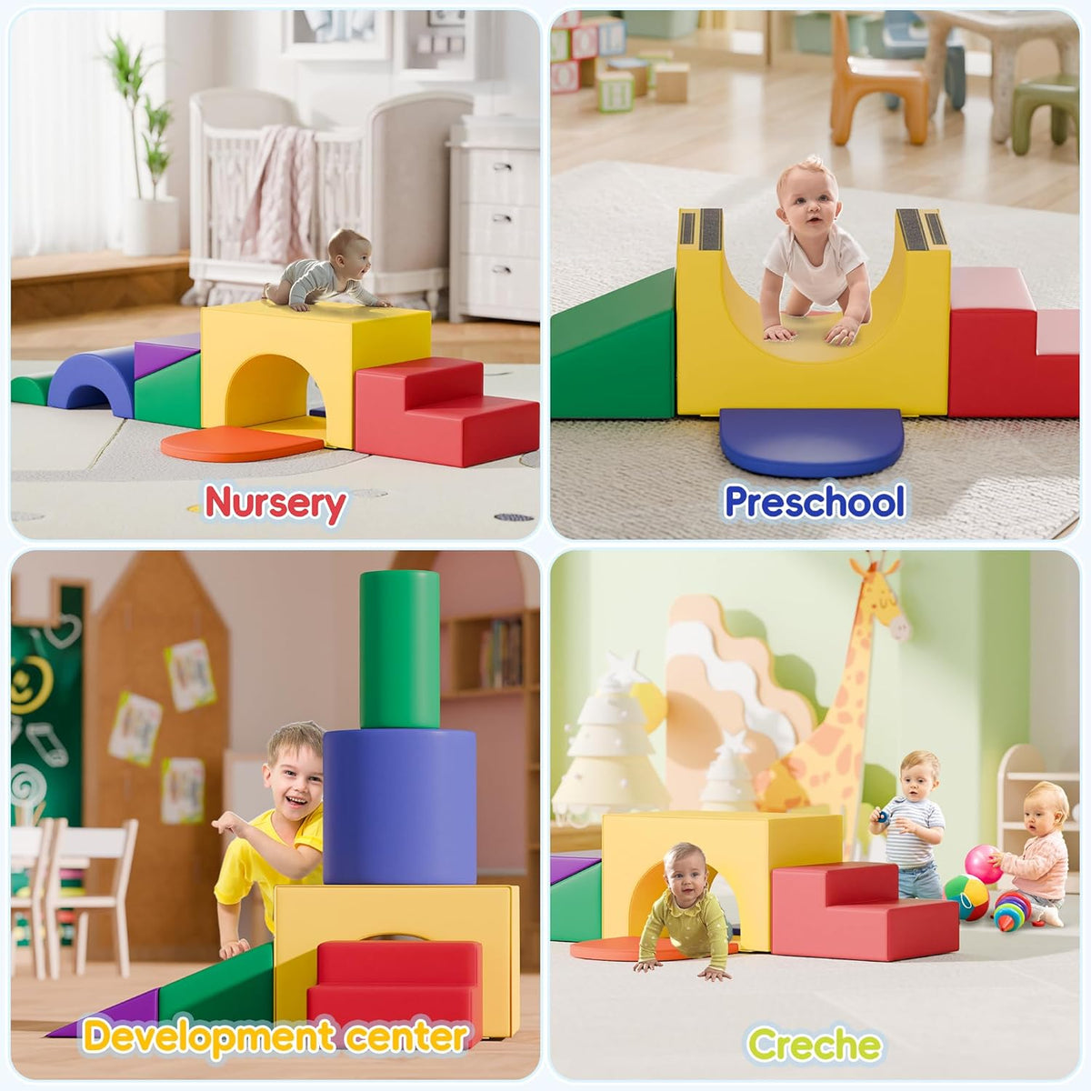 Soft Foam Climbing Blocks Set – Large 5-in-1 Soft Play Toys Crawling & Sliding Climbing Arch for