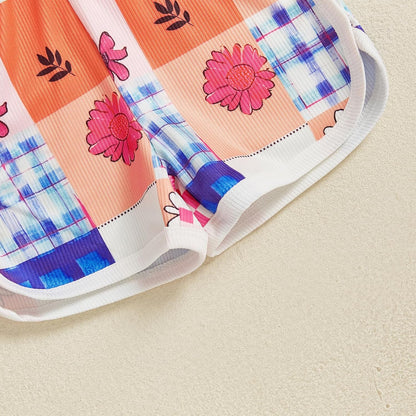 WZTYYDS Toddler Baby Girl Summer Clothes Floral Romper Tie-Up Strap Halter Jumpsuit Infant Summer