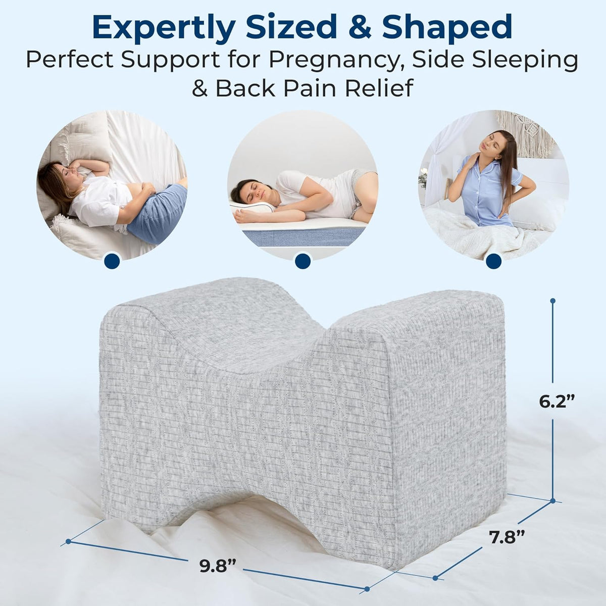 5 STARS UNITED Knee Pillow for Side Sleepers - Hip Pain Relief, Memory Foam Leg Cushion for Side