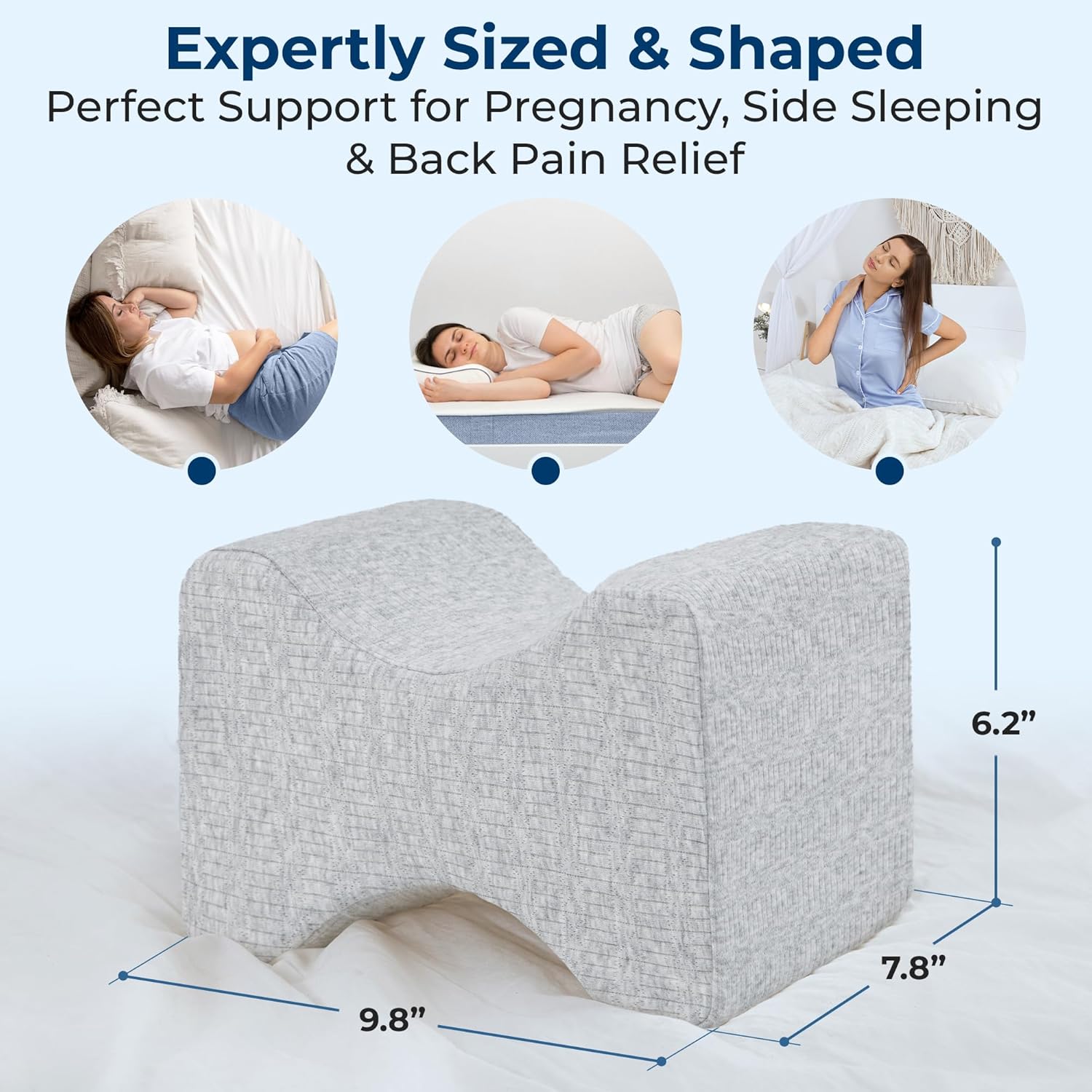 5 STARS UNITED Knee Pillow for Side Sleepers - Hip Pain Relief, Memory Foam Leg Cushion for Side