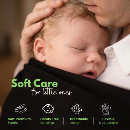 ELDOMA Black Baby Wrap Carrier - Lightweight, Breathable Baby Sling, Hands Free Baby Carrier Sling
