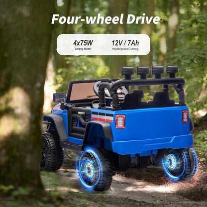 4WD Kids Ride on Car Truck, 12V 7Ah Kids Electric Vehicles Car Ride on Toy for Toddlers with Remote