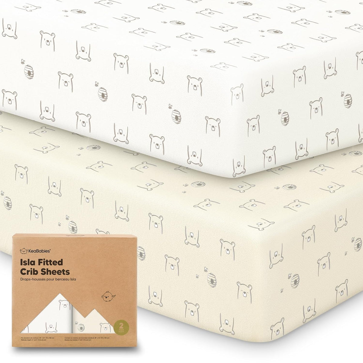KeaBabies 2-Pack Baby Crib Sheets for Boys, Girls - 52x28 Viscose Derived from Bamboo Toddler Bed
