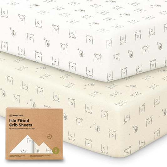 KeaBabies 2-Pack Baby Crib Sheets for Boys, Girls - 52x28 Viscose Derived from Bamboo Toddler Bed