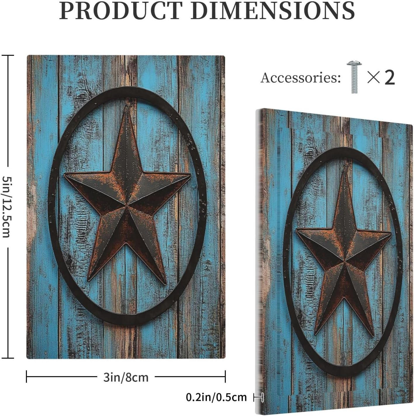 Light Switch Cover Plate Rustic Wood Country Barn Texas Star On Teal 1 Gang No Device Blank