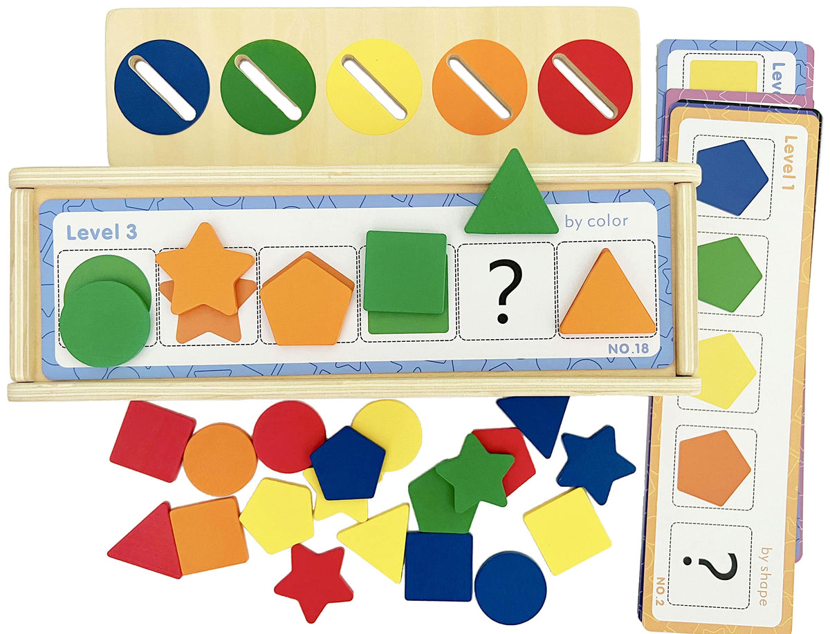 Dailyfunn Montessori Toys Color&Shape Sorting Learning Matching Box for Baby Toddlers 1-3 Year Old