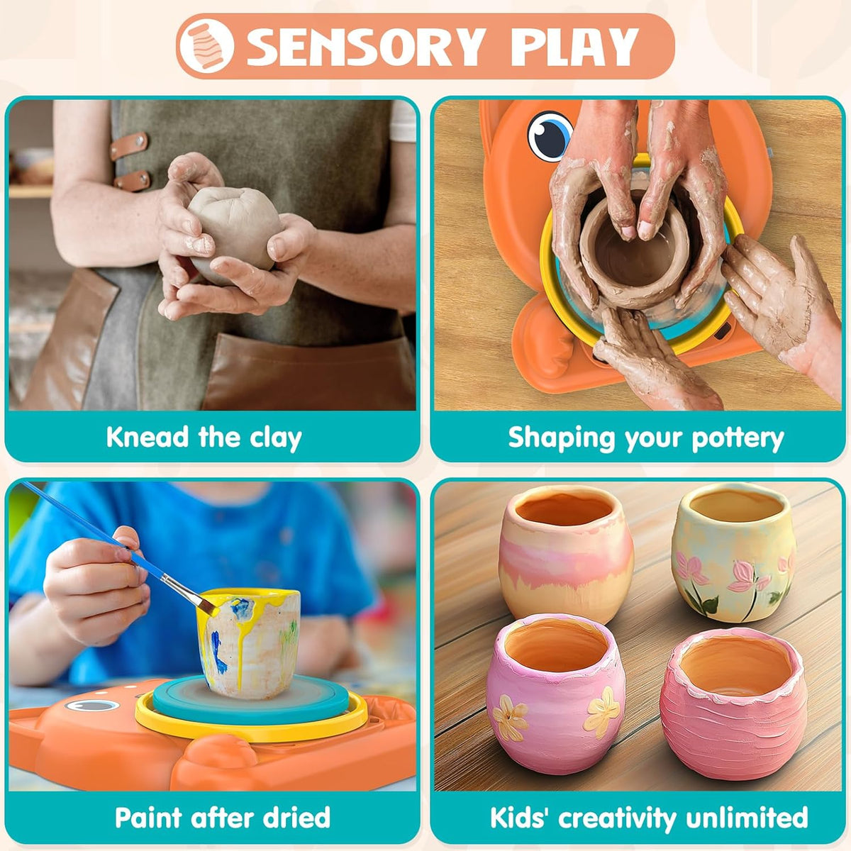 Pottery Wheel for Kids - Complete Pottery Painting Kit Art Supplies Arts and Crafts for Girls Boy
