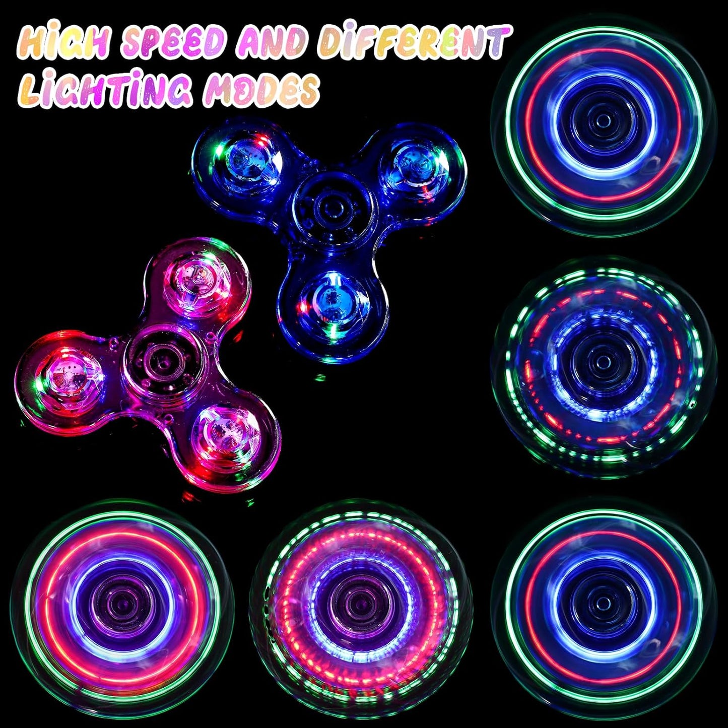 SCIONE 2Pack Fidget Spinners for Kids, LED Light up Sensory Fidget Toys for Kids Adults, Glow in