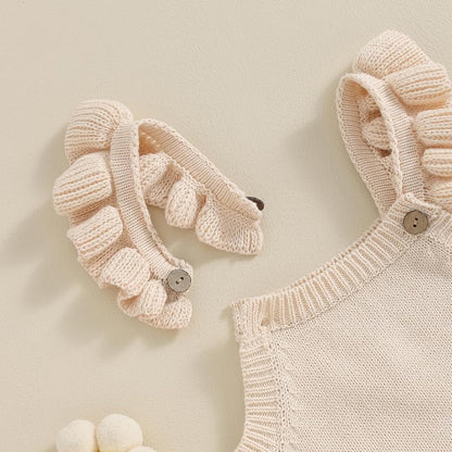 BULINGNA Newborn Infant Baby Girl Summer Romper Sleeveless Floral Knitted Bodysuit One Piece