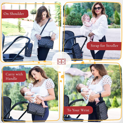 Portable Diaper Changing Pad Waterproof – B0NUS Insulated Baby Bottle Bag, 2-in-1 Diaper Clutch and