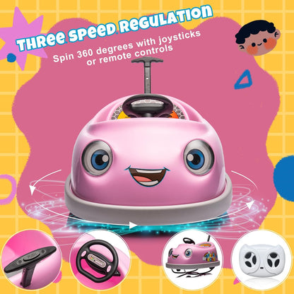 12V Dual Battery Electric Ride on Kids Bumper Car w/Remote Control,360 Degree Spin,Push Rod Rocker