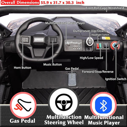 sopbost 24V 10Ah Ride On Toys for Big Kids to Drive 2 Seater Ride On Car with Remote Control