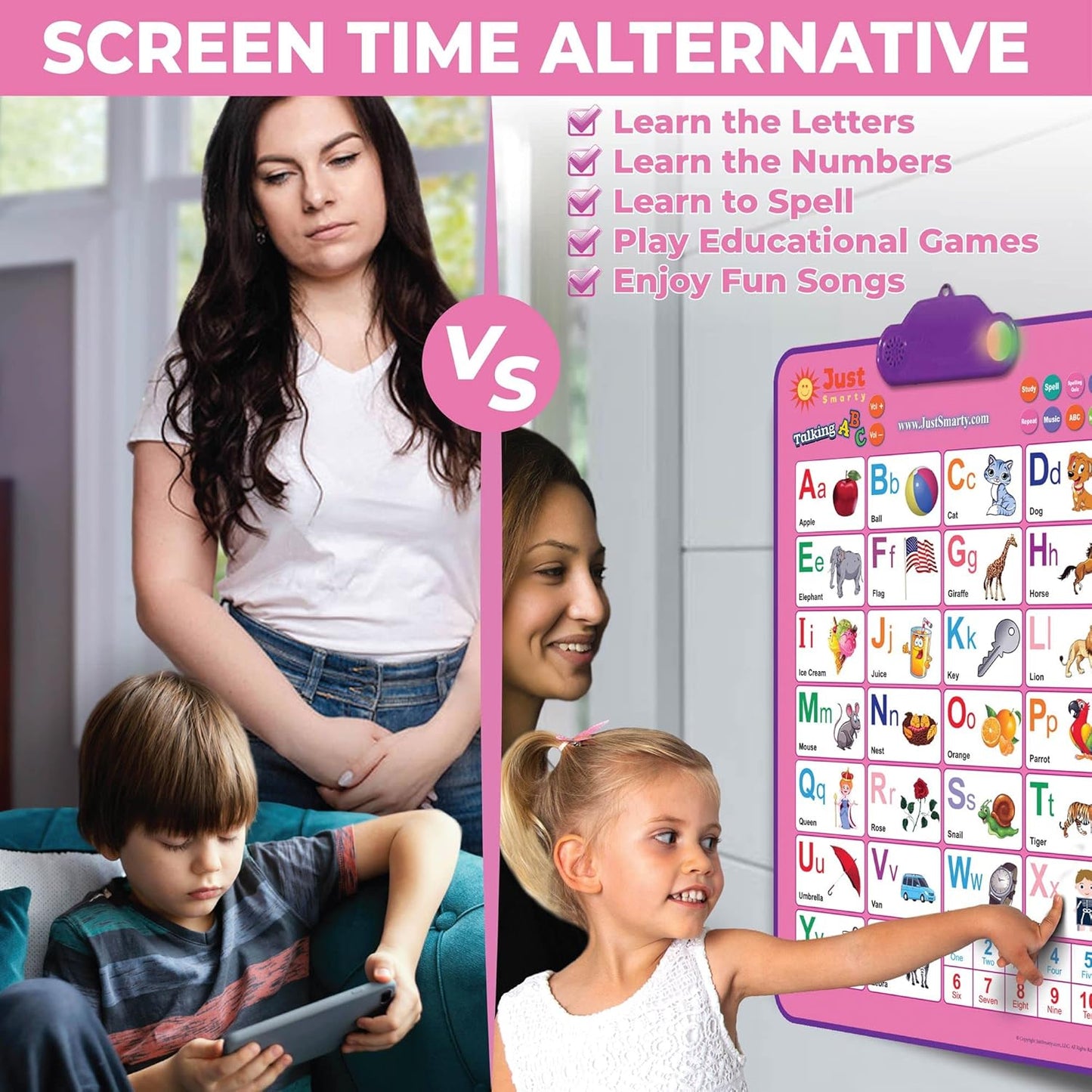 Just Smarty Interactive Alphabet Wall Chart | Talking ABCs & 123s Music Poster with Interactive