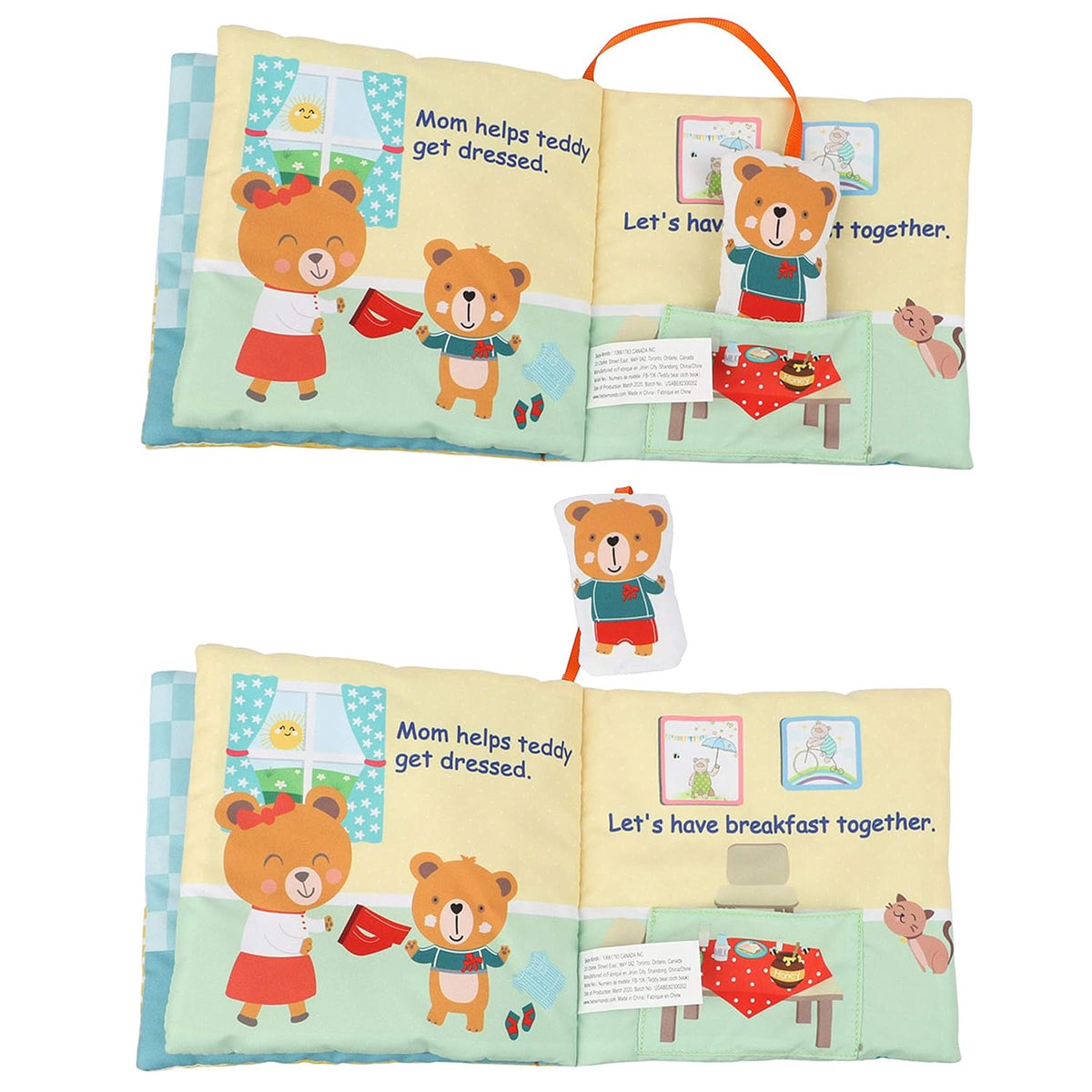 Teddy Bear Baby Toy Cloth Crinkle Books for Babies Infant Toddler, Soft Toys 0-6-12 Months Activity