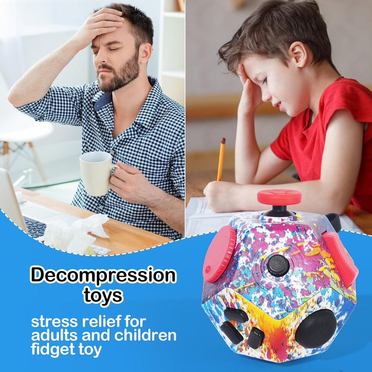 Mini Fidget Toys, Colorful Idea Fidget Dodecagon Toys for Adults and Children Help Relief