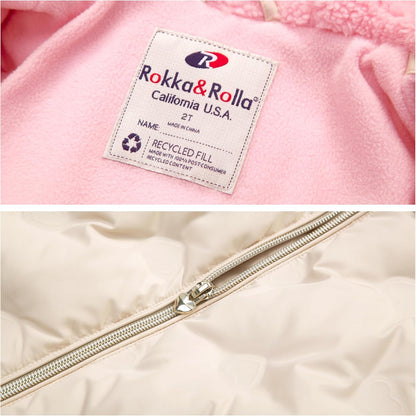 Rokka&Rolla Baby Toddler Girls' Water-Resistant Sherpa Fleece Lined Puffer Jacket Winter Coat