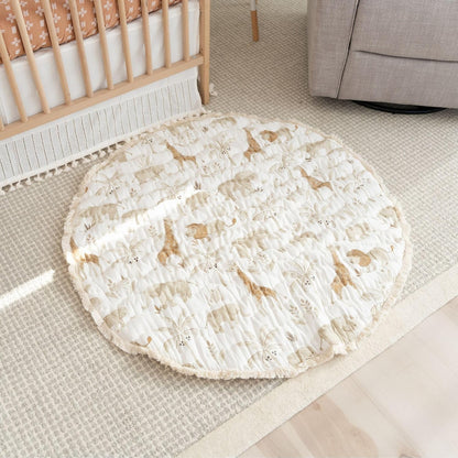 Crane Baby Safari Baby Tummy Time Activity Mat 40"X40", Reversible Floor Play Mat for Boys and