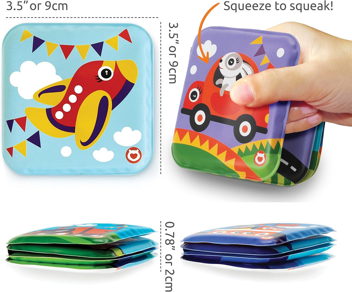 Floating Baby Bath Books - Transport Themed Bath Books for Babies, Infants - Waterproof, Mold-Free