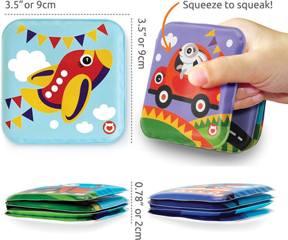 Floating Baby Bath Books - Transport Themed Bath Books for Babies, Infants - Waterproof, Mold-Free