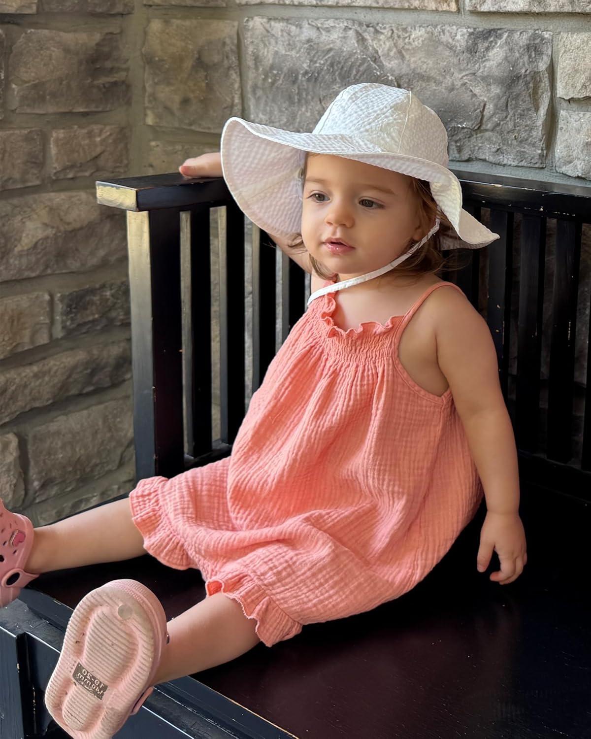 HONGTEYA Baby Sun Hat Toddler Girl Beach Hat Adjustable Outdoor Summer Hat UPF 50+ Sun Protection