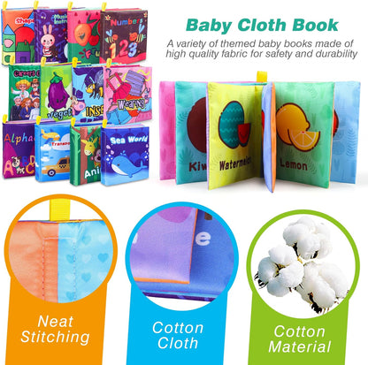 Baby Bath Books, Fabric Soft Baby Cloth Books, Early Education Toys, Waterproof Babies Book for
