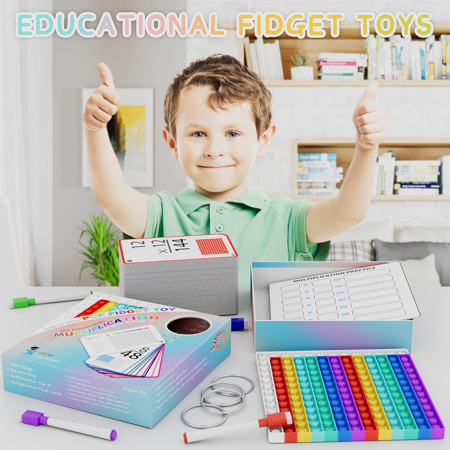 COOVA Multiplication Flash Cards + Multiplication Chart - Math Manipulatives Fact Cards