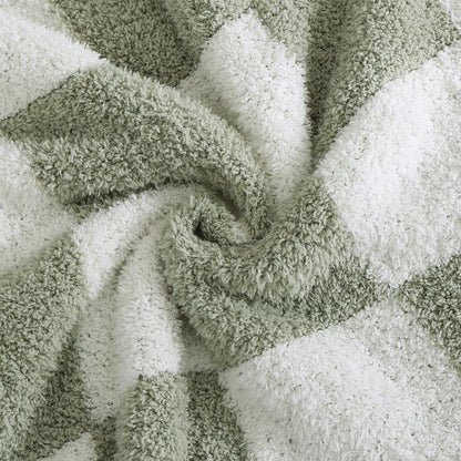 WRENSONGE Checkered Throw Blanket, Sage GreenSoft Cozy Fluffy Warm Hand Made Throw Blankets for